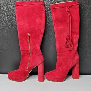 Dsquared2 red suede high boots